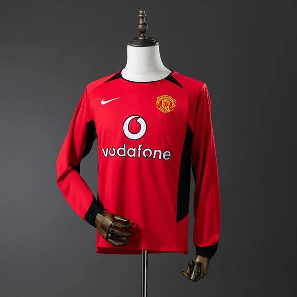 Camiseta de fútbol Manchester United 2002/03 LOCAL MANGA LARGA VERSION FAN